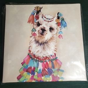 🍄2/$15 Festive Colorful Party Cute Llama Canvas Art